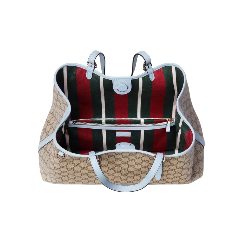 GUCCI GG Emblem Coated Fabric Shoulder Bag Tubas Women's Beige & Dark Brown-3