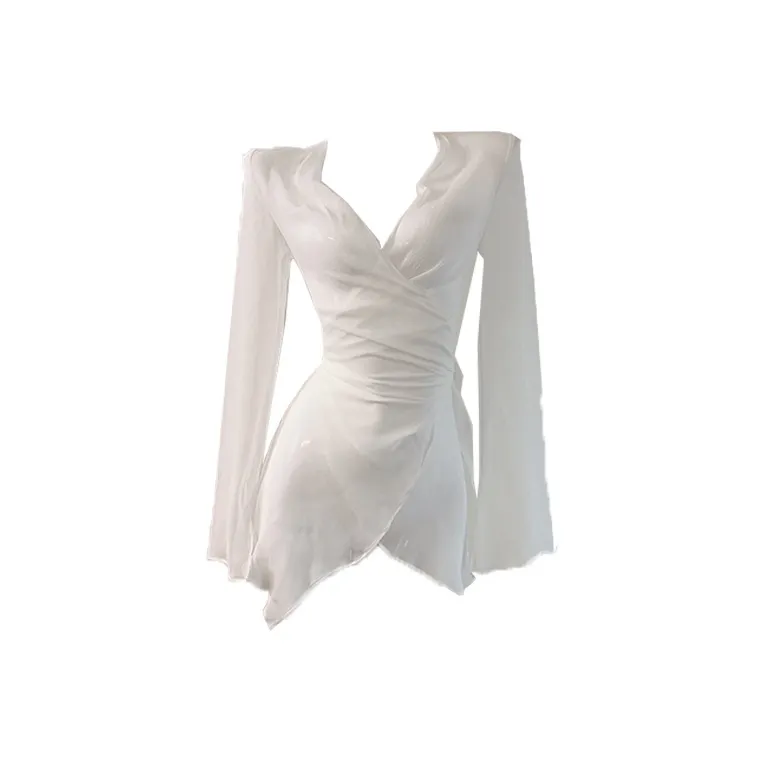 GJFD Silk Long Sleeved Cardigan With Satin Slip Dress Women's-0