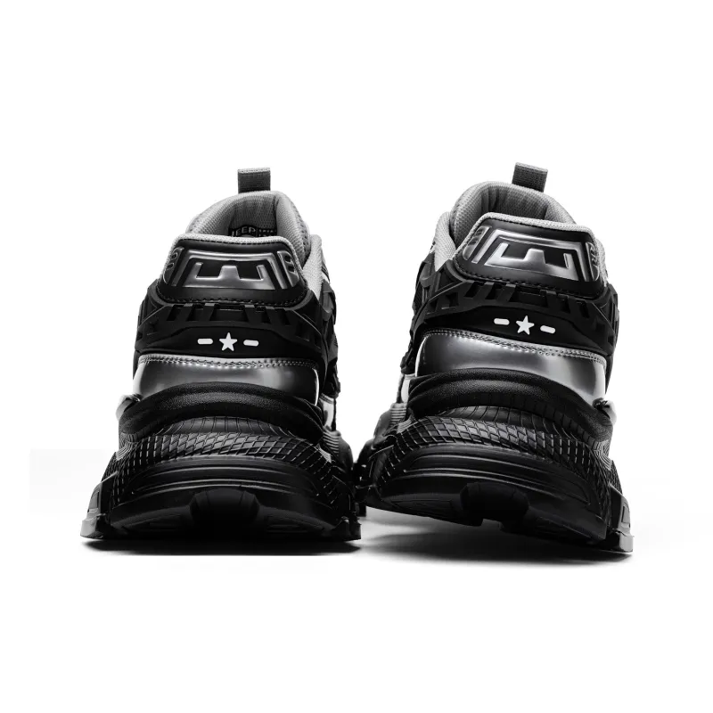 JEEP SPIRIT Black Myth Slip Resistant, Abrasion Resistant, Breathable Low Top Chunky Sneakers Men's Black Silver-5