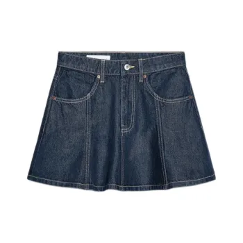 ZARA Trf Denim Short Skirts Women's Deep Indigo Cyan