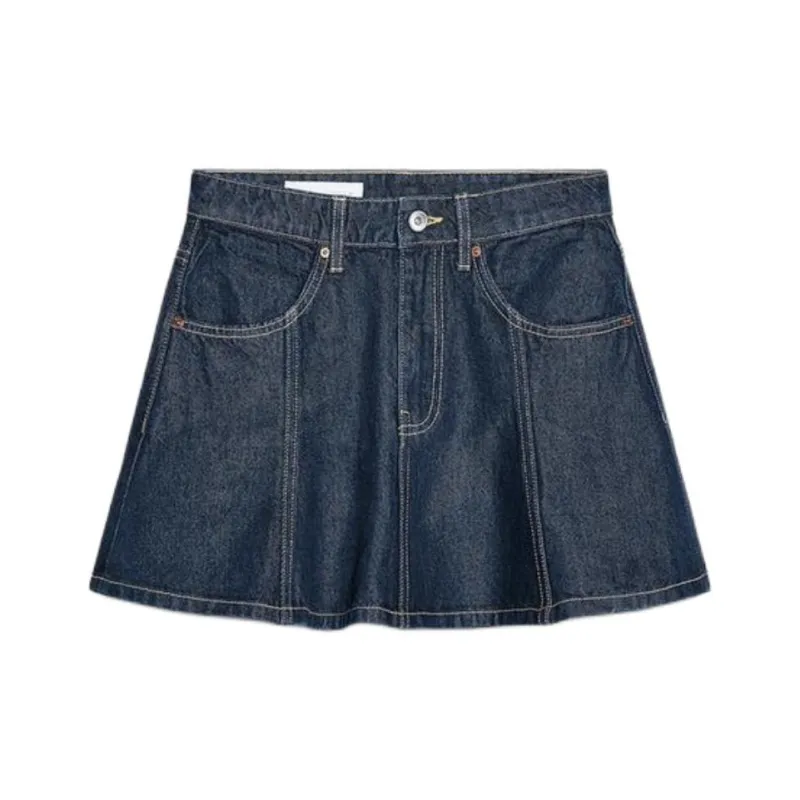 ZARA Trf Denim Short Skirts Women's Deep Indigo Cyan-0