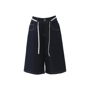 Wen Shan Denim Shorts Women's Dark Blue