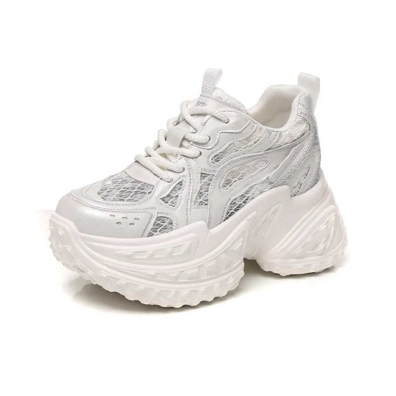 NRDROFFICIAL Cushioning Abrasion Resistant Lightweight Breathable Slip Resistant Low Top Chunky Sneakers Women's-0
