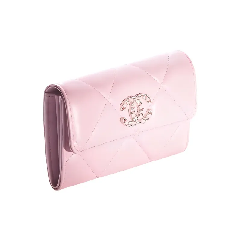 CHANEL 19Bag Lambskin Wallet Women's Pink-1