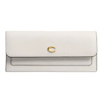 COACH Leather Wallet Small Size Women's White