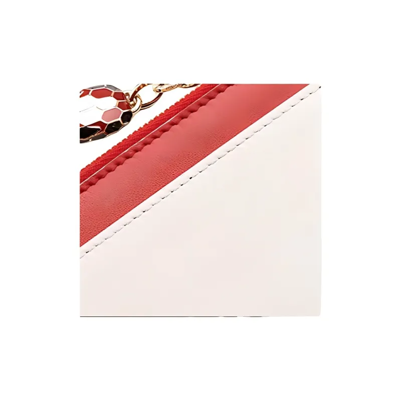 BVLGARI Serpenti Forever Calfskin Business Card Holder Coin Purse Women's Red-2