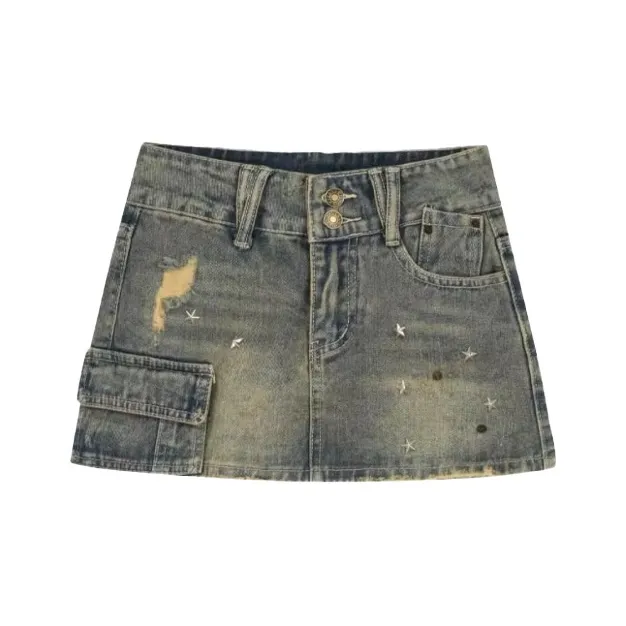 KYKW Denim Short Skirts Women's Nostalgic Blue-0