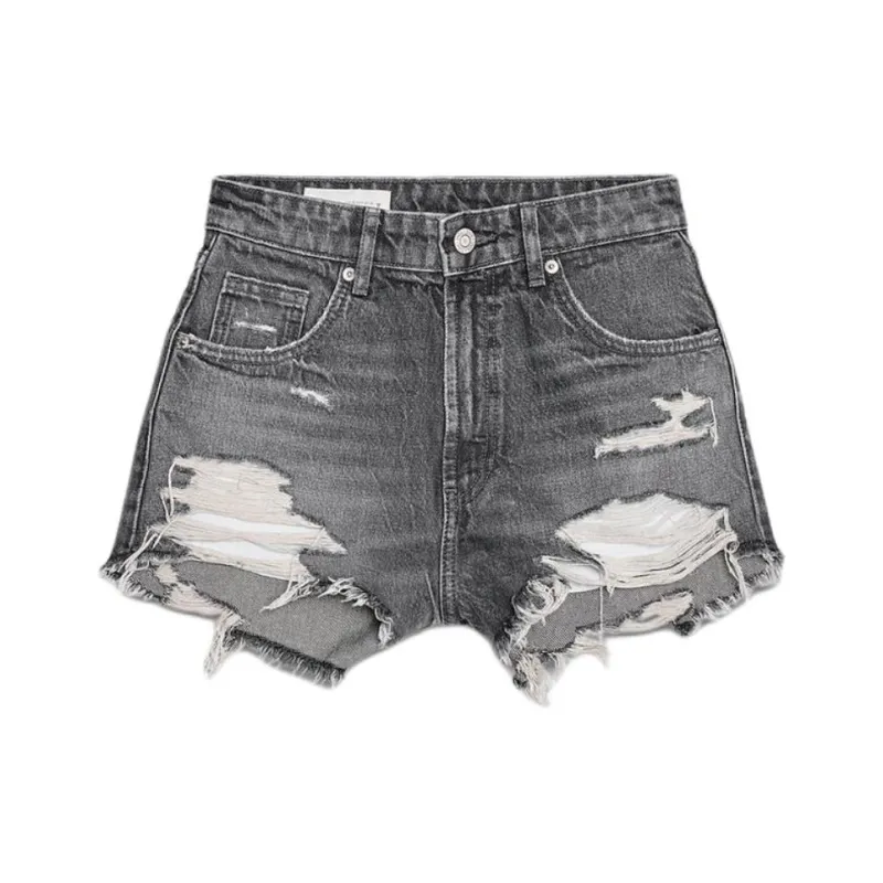 ZARA Trf Denim Shorts Women's Light Gray-0
