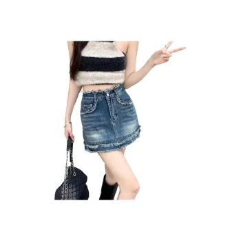 7 SEVFUN Denim Short Skirts Women's Vintage Blue