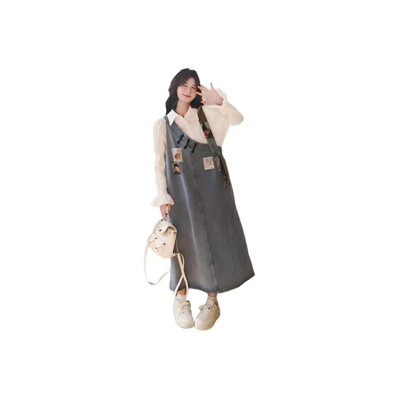 XIANSINIAO Spring Fall Long Sleeved Dress Women's-0