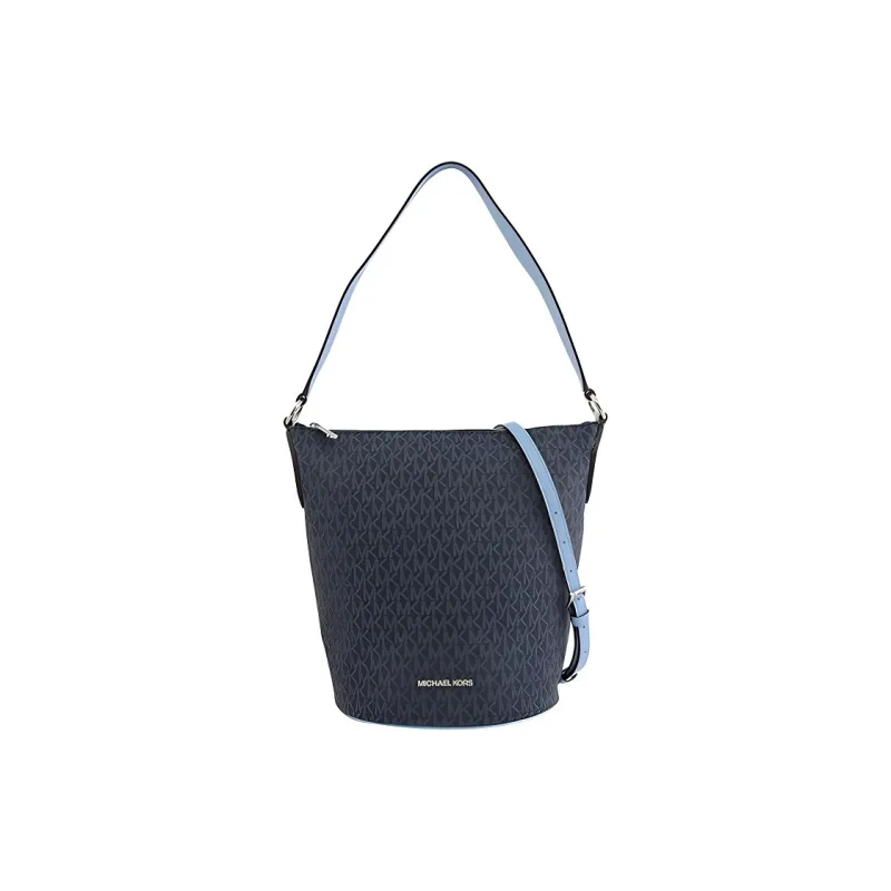 MICHAEL KORS MK Brooke Suede Shoulder Bag, Crossbody Bag, Handbag Women's Dark Blue-0