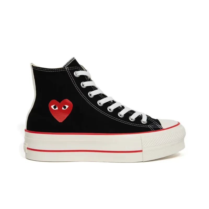 PLAY COMME Des GARÇONS x Converse Chuck Taylor All Star Anti Slip Wear Resistant High Top Canvas Shoes Unisex Black-1