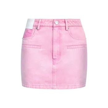 ANN ANDELMAN Denim Short Skirts Women's Pink