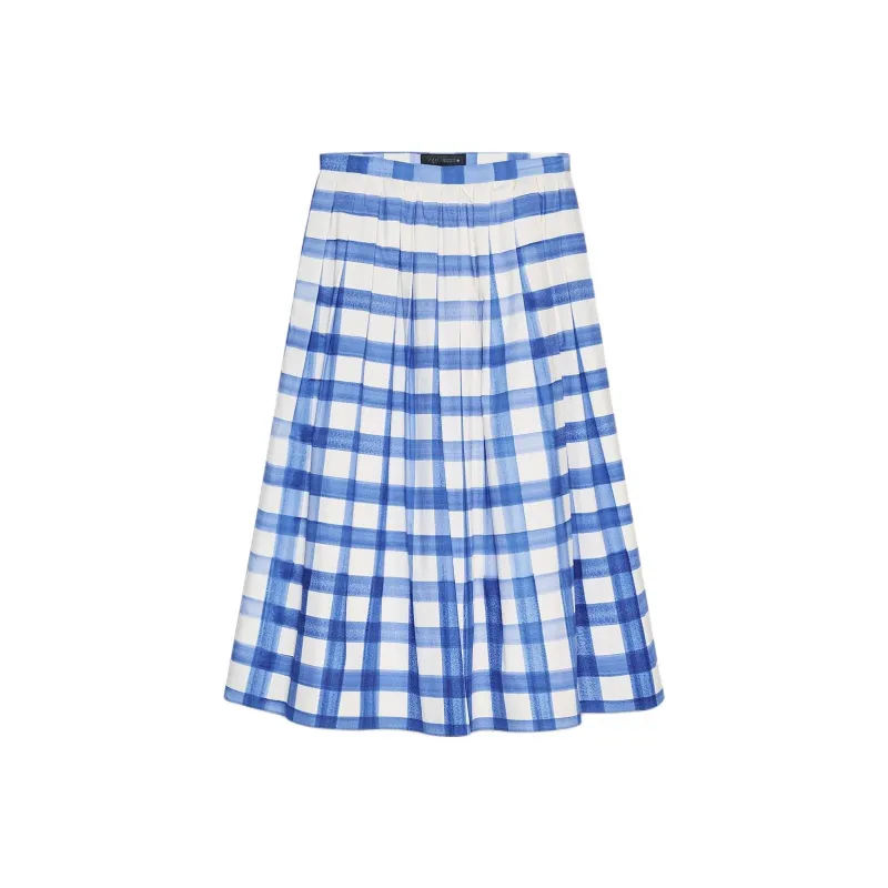 ZARA ZW Series Casual Long Skirt Women's Blue/White-0