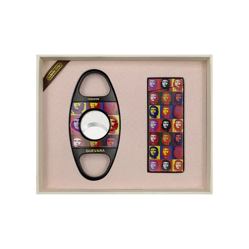 GUEVARA Cigar Tool Set, Sharp And Smooth Cigar Cutter With Blue Flame Lighter, Gift Box Set-0