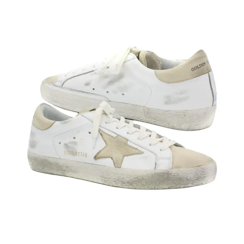 Golden Goose Super Star Low Top Skateboard Shoes Men's Ecru-5
