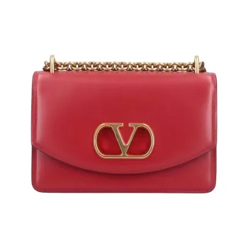 Valentino GARAVANI Shiny Calfskin Shoulder Bag Small Size Women's Red