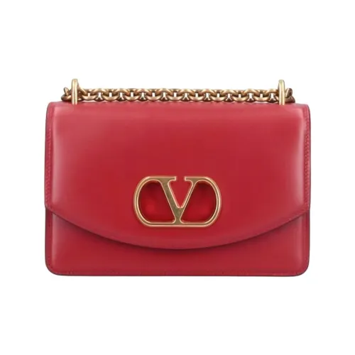 Valentino GARAVANI Shiny Calfskin Shoulder Bag Small Size Women's Red
