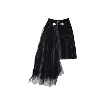 REJJ Denim Short Skirts Women's Black