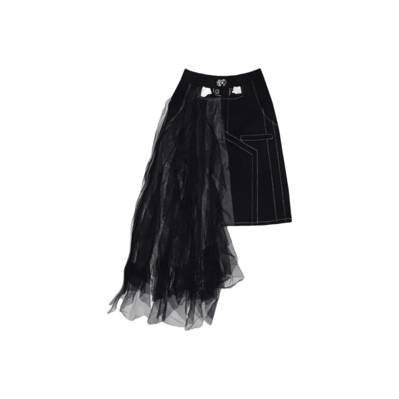 REJJ Denim Short Skirts Women's Black-0