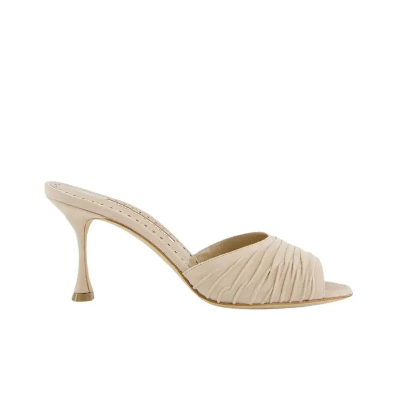 MANOLO BLAHNIK Slide Slippers Women's Beige-1