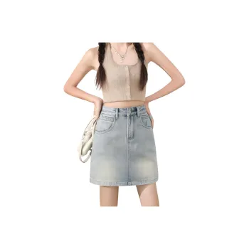Shuhao Bai Denim Short Skirts Women's Light Blue