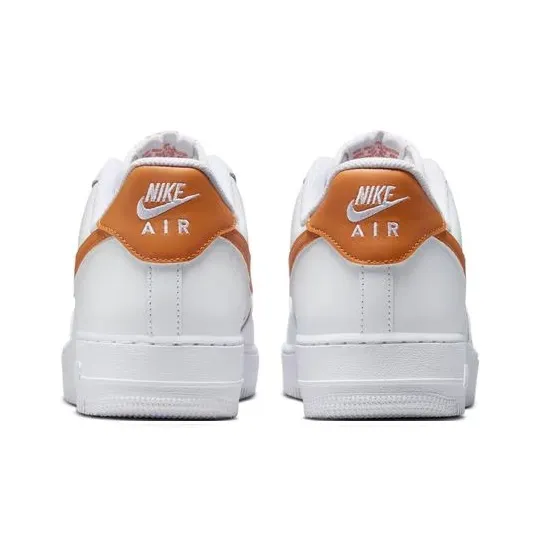 Nike Air Force 1 Anti Slip Wear Resistant Low Top Skateboard Shoes Men's White Orange-3