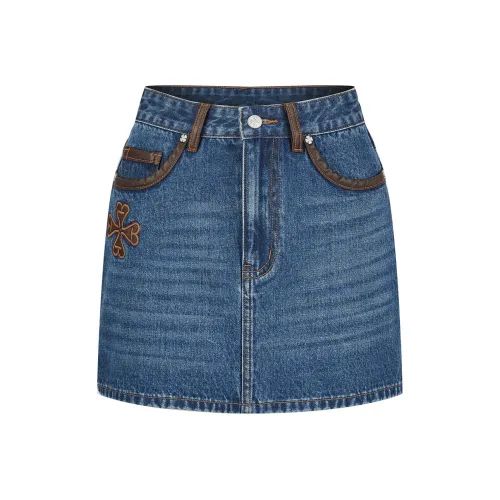 AZEPAM Denim Short Skirts Women's Dark Blue