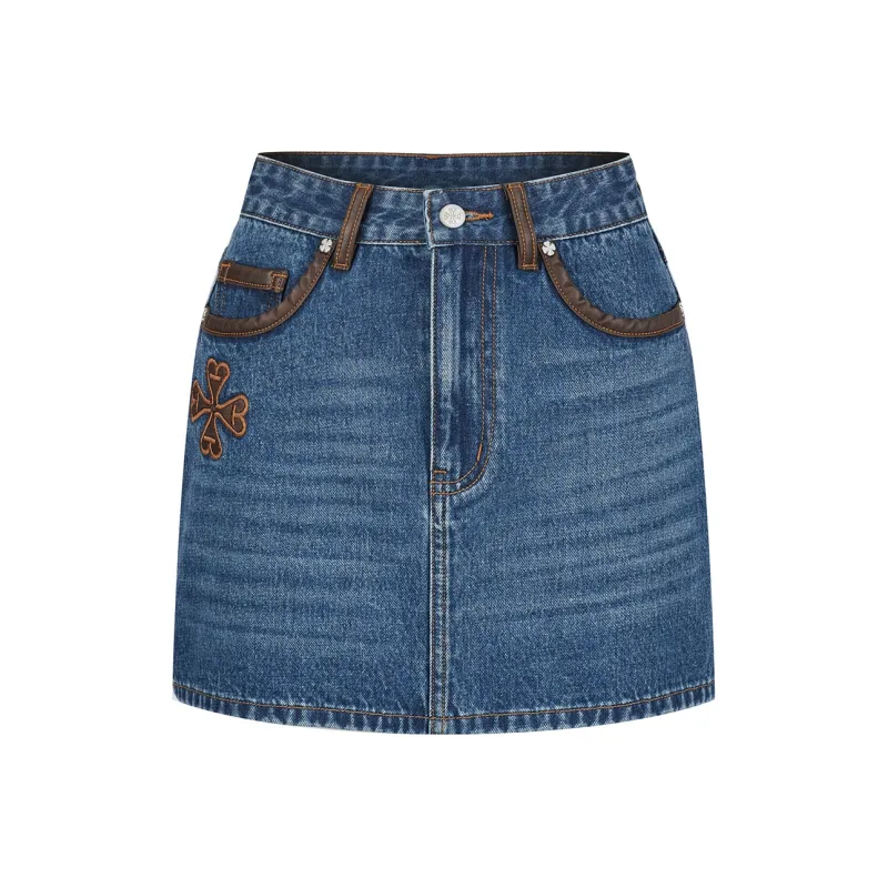 AZEPAM Denim Short Skirts Women's Dark Blue-0