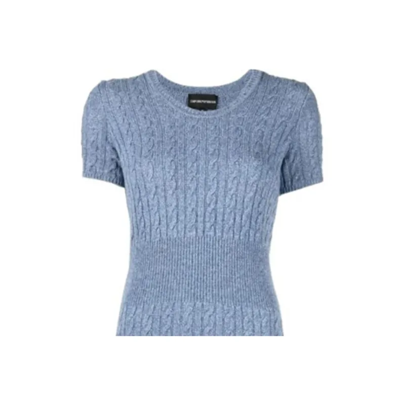 EMPORIO ARMANI SS22 Short Sleeved Dress Women's Blue-3