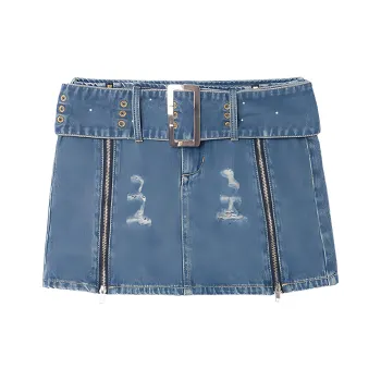 LA CRAWFISH Denim Short Skirts Women's