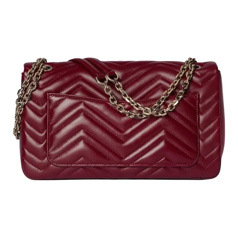 GUCCI GG Marmont Lambskin Shoulder Bag Tubas Women's Red-2