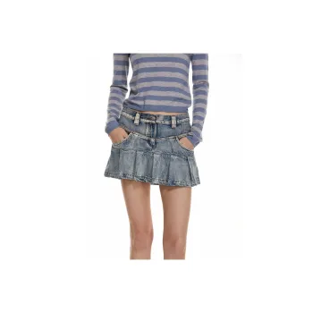 SOLWEIGE Denim Short Skirts Women's Light Washed Blue