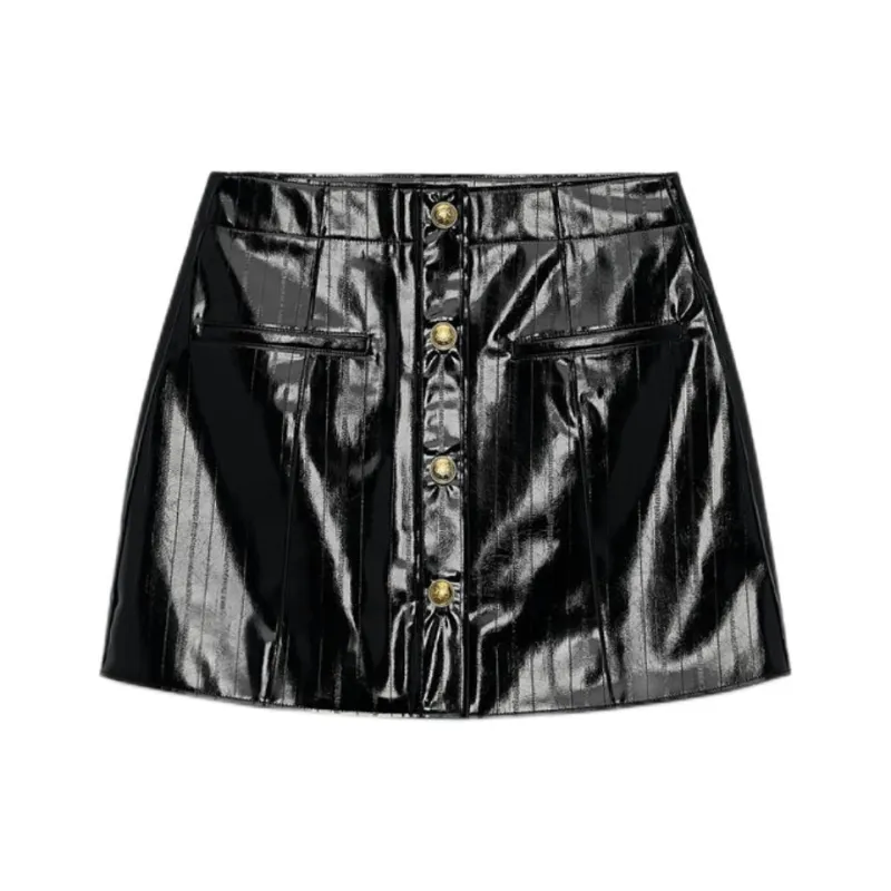 ZARA ZW Series Leather Short Skirts Women's Black-0