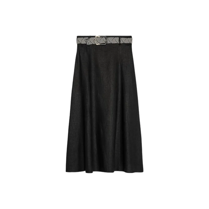 ZARA Casual Long Skirt Women's Black-0