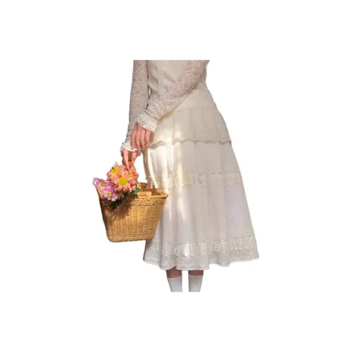 HUOLIDEDITU Casual Long Skirt Women's White