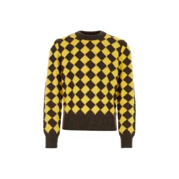 Bottega Veneta Argyle Intarsia Wool Jumper Sweater Men's Yellow
