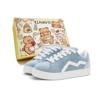 XIANGSU Anti Slip Wear Resistant Low Top Skateboard Shoes Men's Light Moon Blue