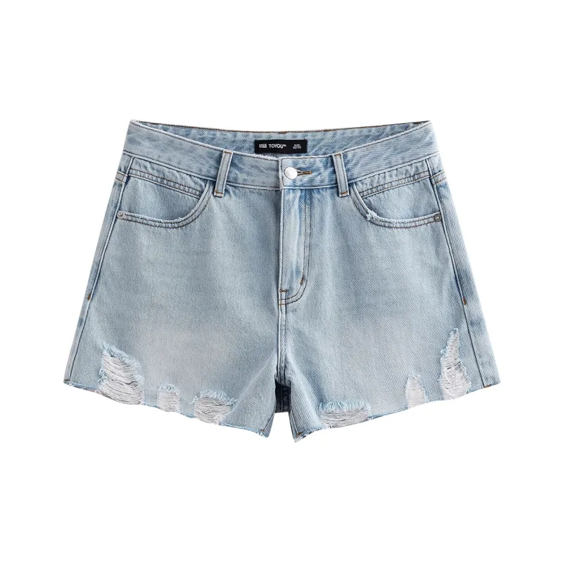 Initial Language Denim Shorts Women's-5