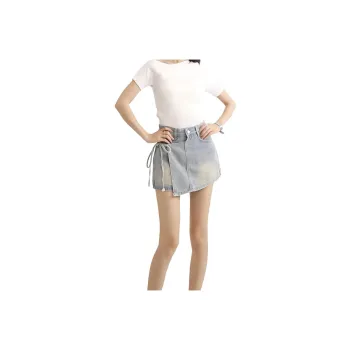 HELEH Denim Short Skirts Women's Light Blue
