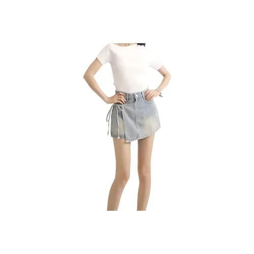 HELEH Denim Short Skirts Women's Light Blue