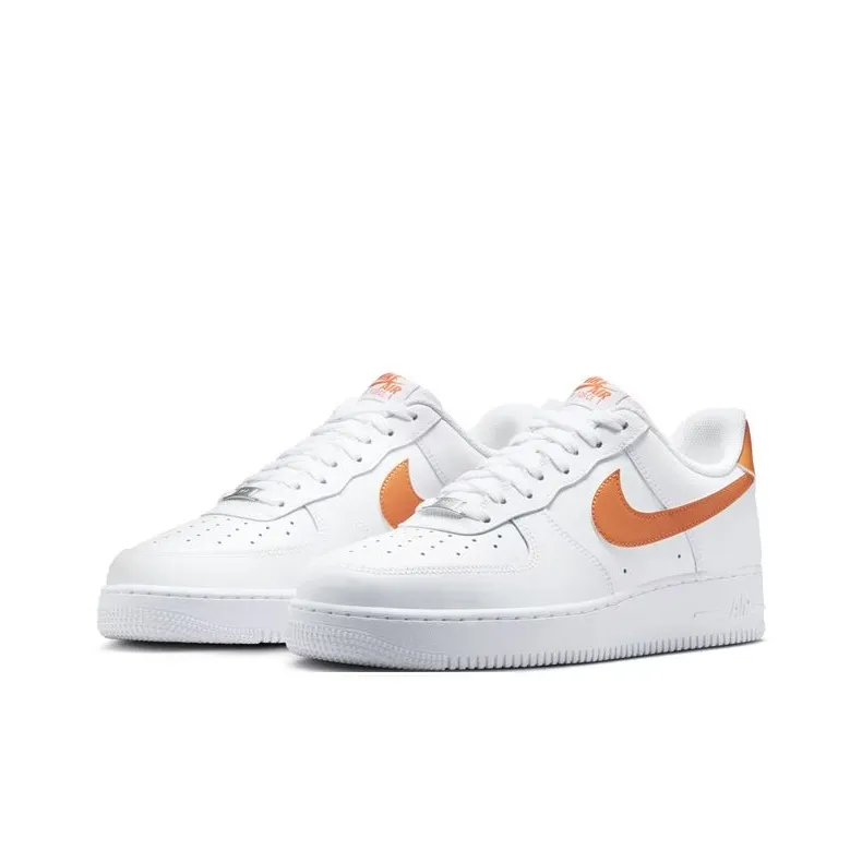 Nike Air Force 1 Anti Slip Wear Resistant Low Top Skateboard Shoes Men's White Orange-2