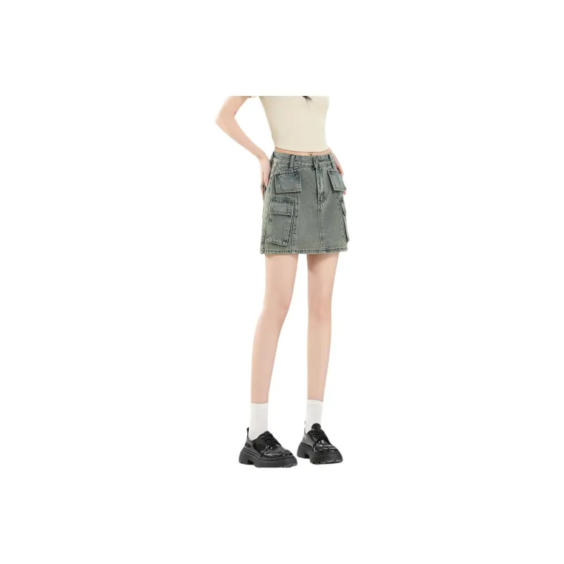 FAWENXIANGZI Denim Short Skirts Women's-0