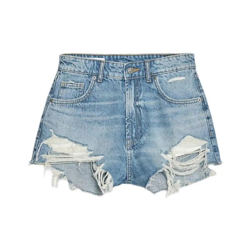 ZARA Trf Denim Shorts Women's Blue-0