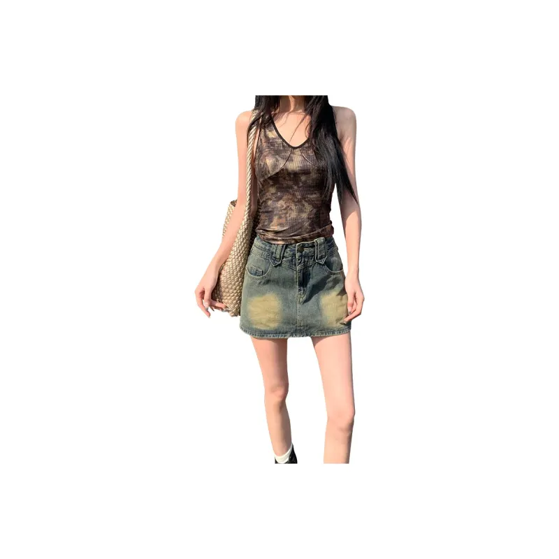ZAZN Denim Short Skirts Women's Vintage Blue-0