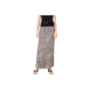 MOCO Casual Long Skirt Women's Camel Brown Leopard Print