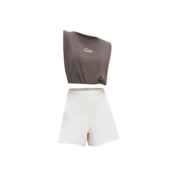 Meesu Fitness Set Women's Mocha Mousse+Milk White Two Piece Set[without Pads]