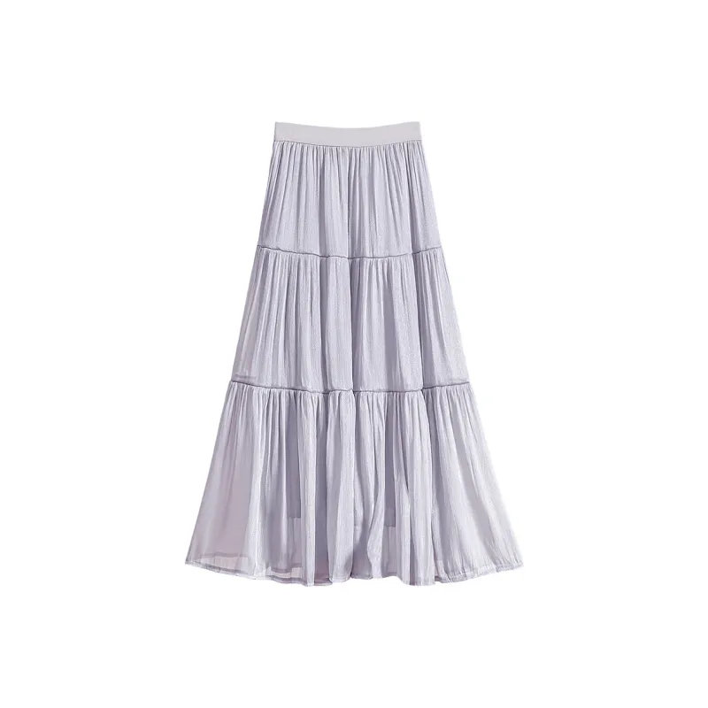 TOUCH Casual Long Skirt Women's Gray Purple-0