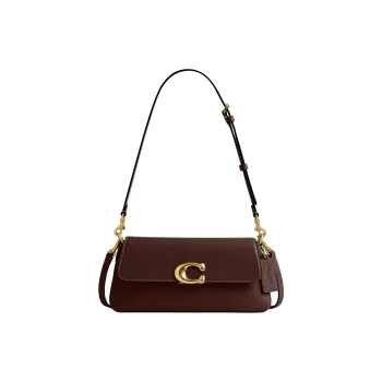COACH Calfskin Shoulder Bag, Crossbody Bag, Handbag Medium Size Women's Maple