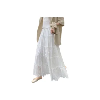 XIANSINIAO Casual Long Skirt Women's White